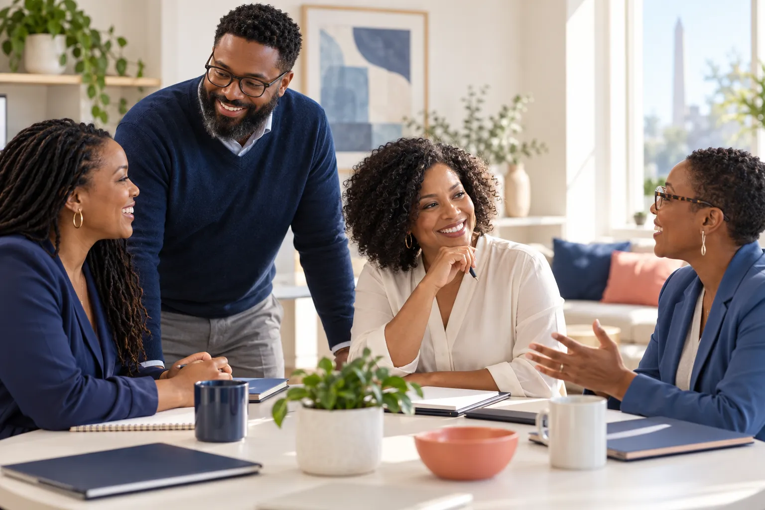 Behavioral-health professionals collaborating around a table