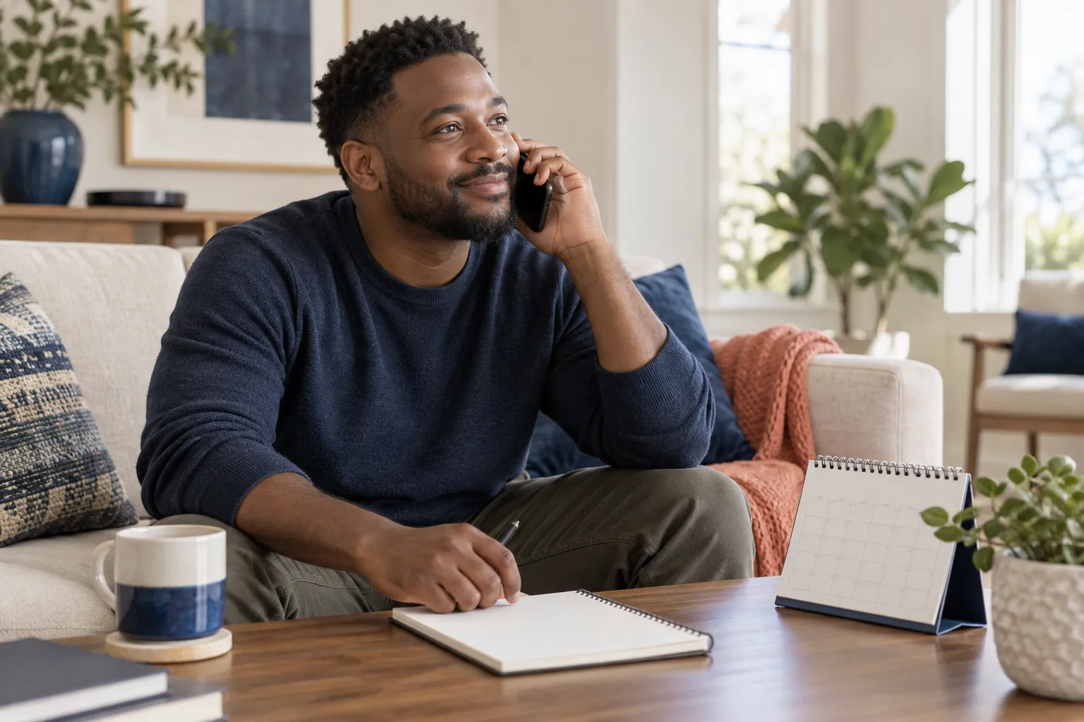 A man preparing to request an appointment by phone