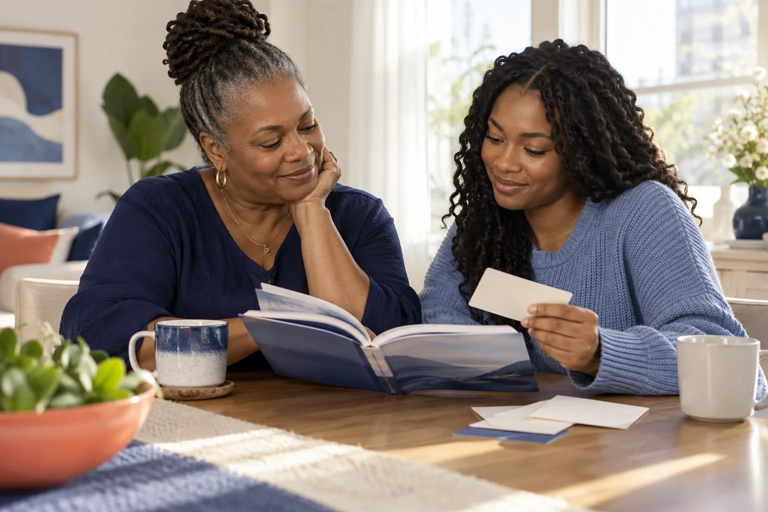 A family reviewing behavioral-health resources together